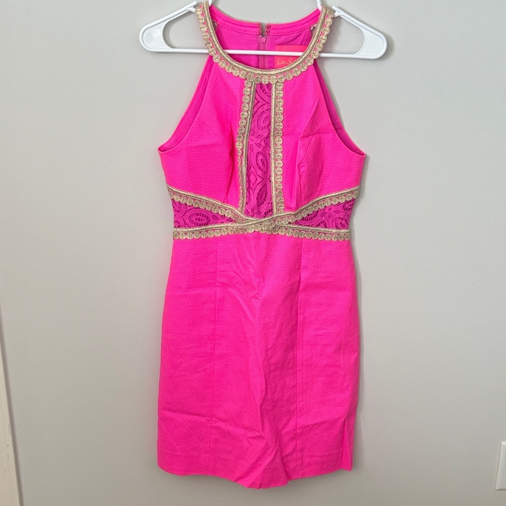 Lilly Pulitzer Pink Dress with Gold Accents